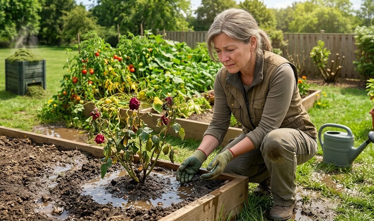 errores comunes al cuidar un jardín regar mucho