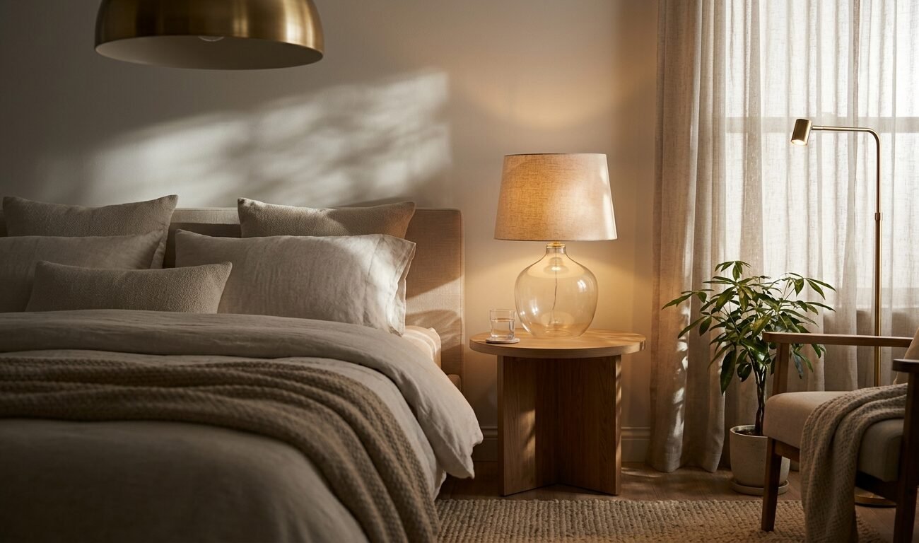 como crear un dormitorio relajante enfocado en la iluminación