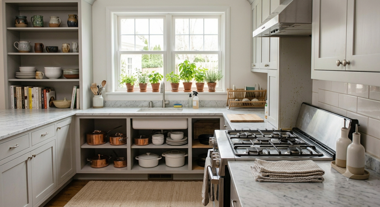 Cocina bien organizada y limpia
