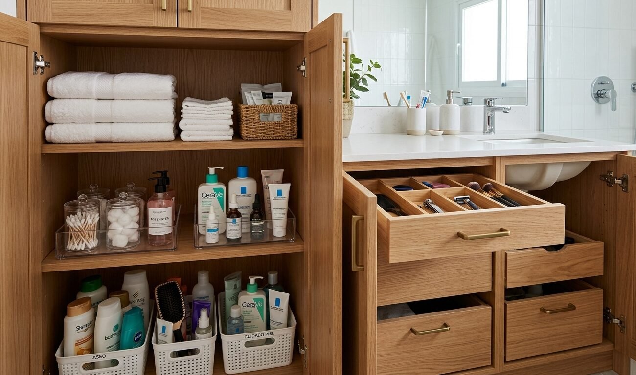 decora el baño y los armarios con poco dinero así
