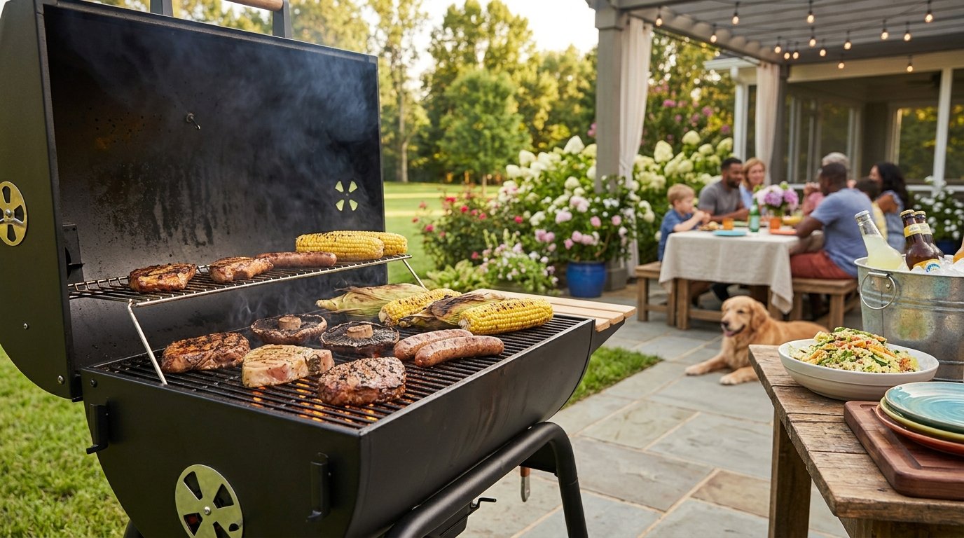 como organizar una barbacoa en el jardín como esta