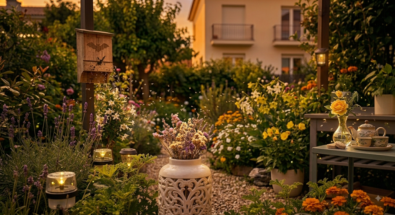 Atardecer con mosquitos, elimínalos del jardín