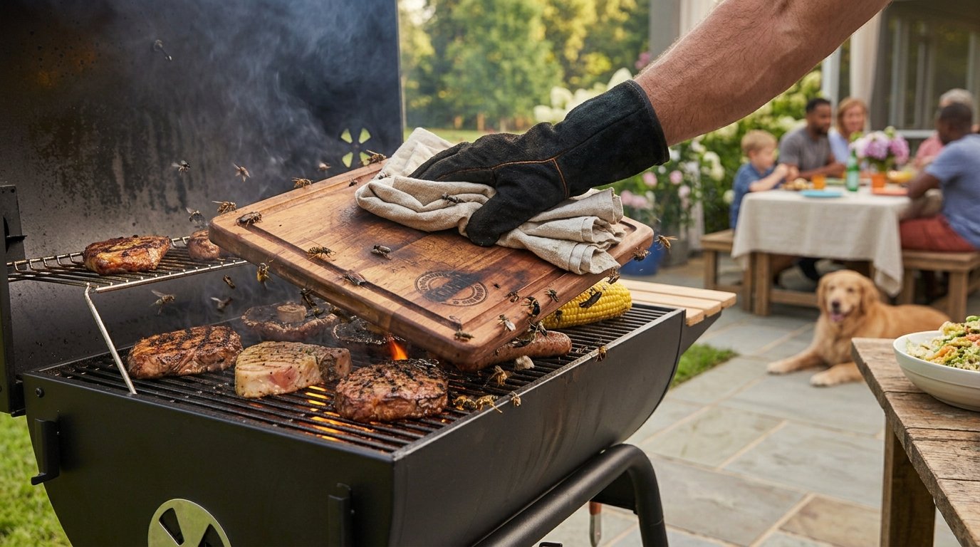 hay una plaga cuando intentan organizar una barbacoa en el jardín