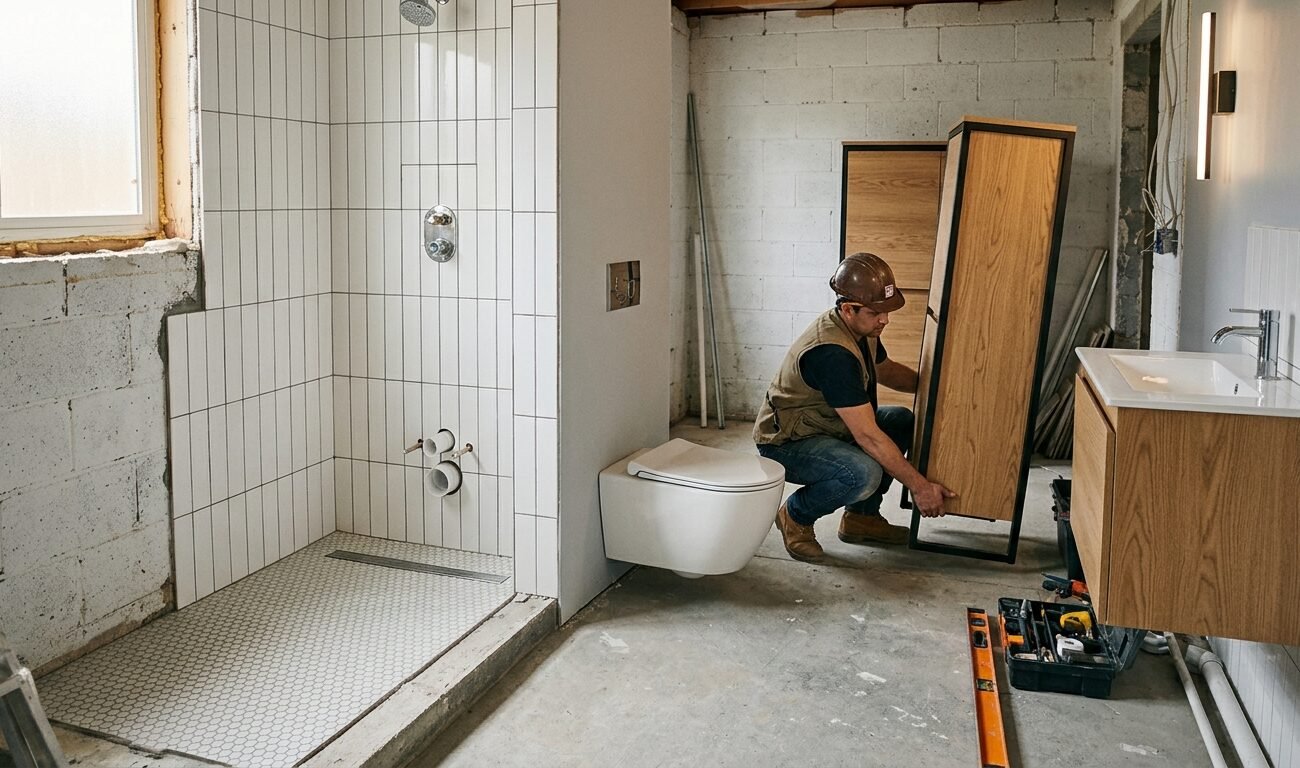 para montar un baño funcional desde cero hay que organizar los muebles