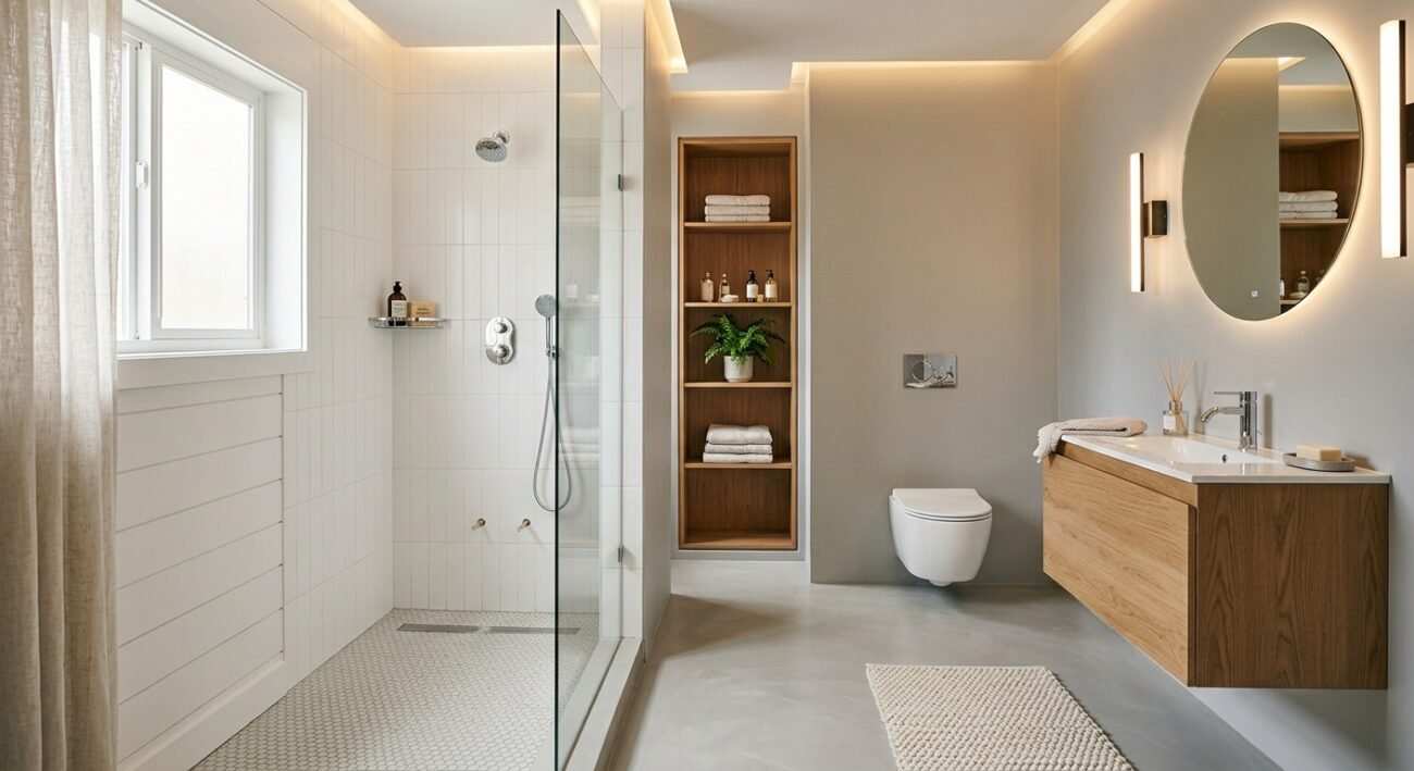 monta un baño funcional como este