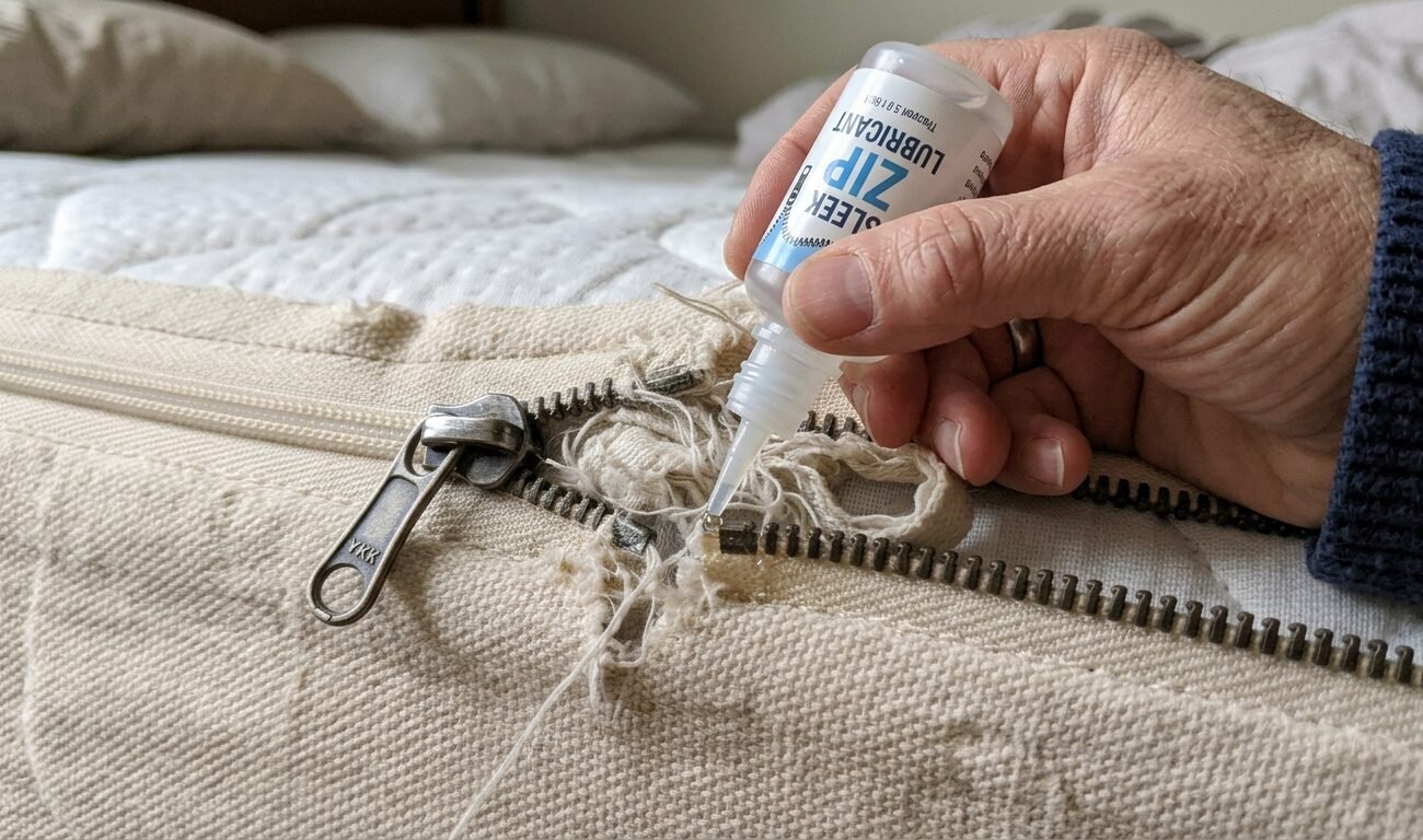 cremallera de colchón rota por falta de lubricación