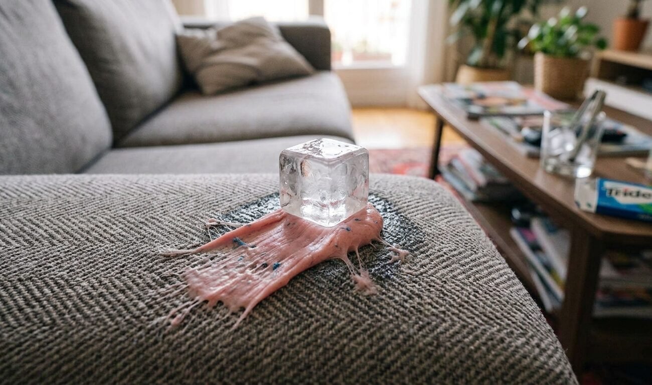 quitar chicle de alfombra con hielo