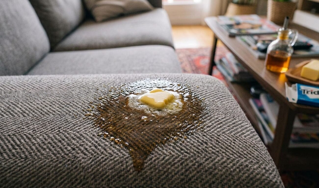 quitar chicle de alfombra con mantequilla
