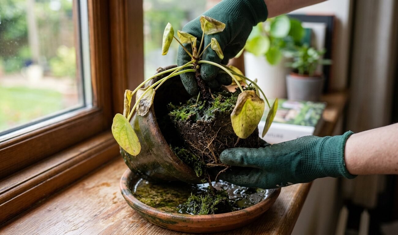 recuperar una planta con exceso de riego