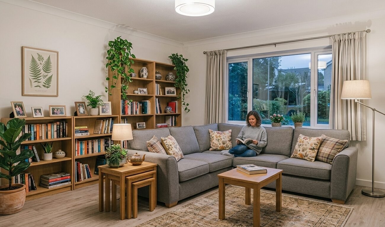 decorar las estanterías del salón con plantas