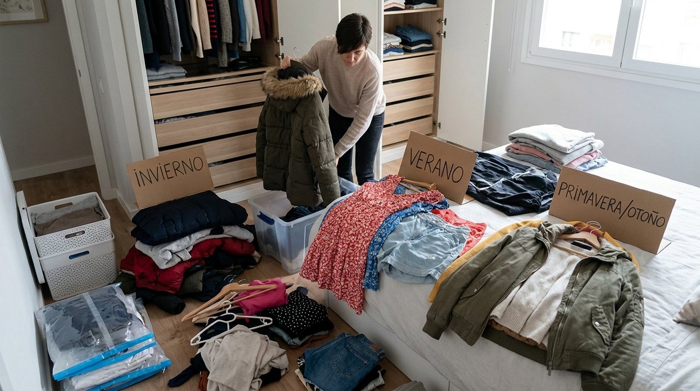 organizar la ropa de temporada en el armario