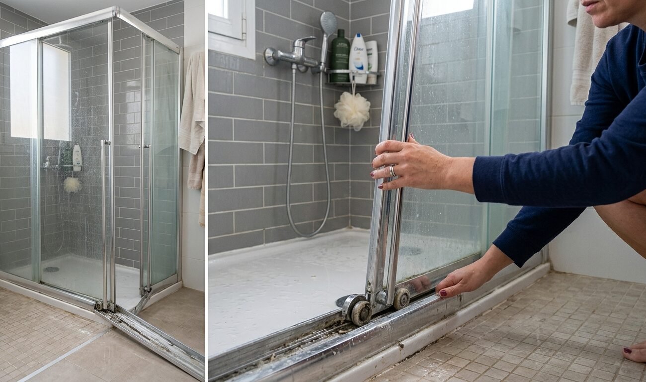 arreglar una puerta corredera de ducha atascada