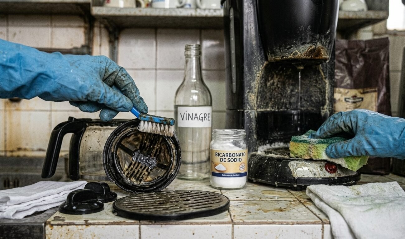 eliminar el sarro y la cal de la cafetera