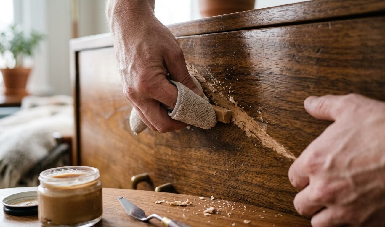 arañazo en un mueble de madera