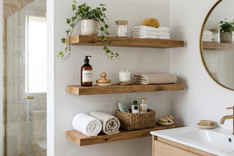 ¿Cómo decorar las baldas o repisas del baño?