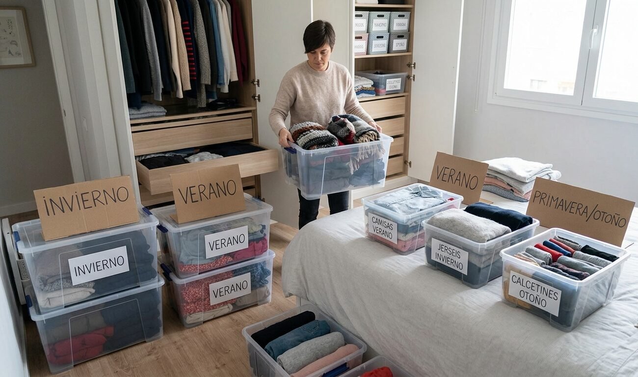 organizar la ropa de temporada en el armario