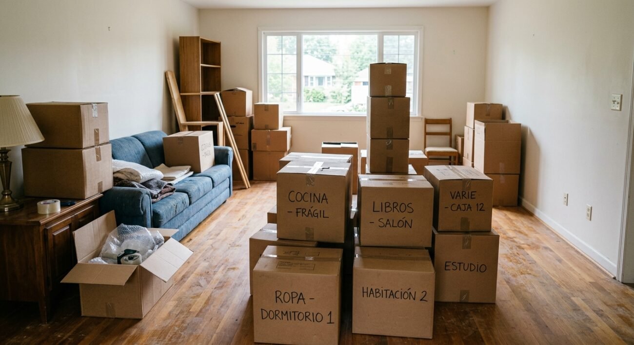 organizar la habitación antes de una mudanza