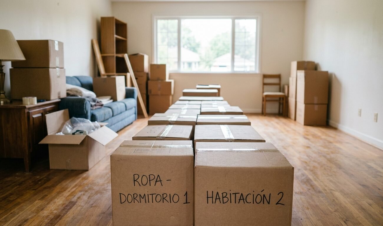 organizar la habitación antes de una mudanza